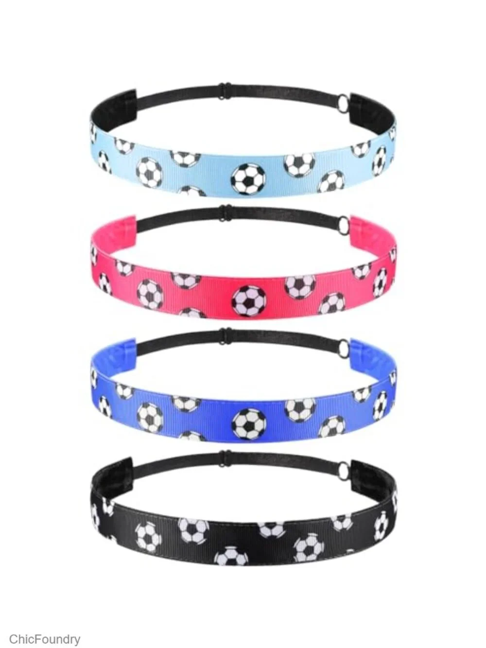 4 Pack Non-Slip Soccer Headbands for Sports, Adjustable Polyester